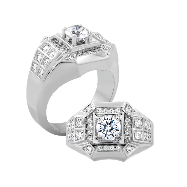 Nhẫn nam kim cương tấm vàng 14K Humming 1CT W GVRG0268494