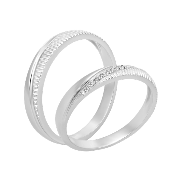 Nhẫn cưới nữ kim cương viên vàng 14K Fluently F