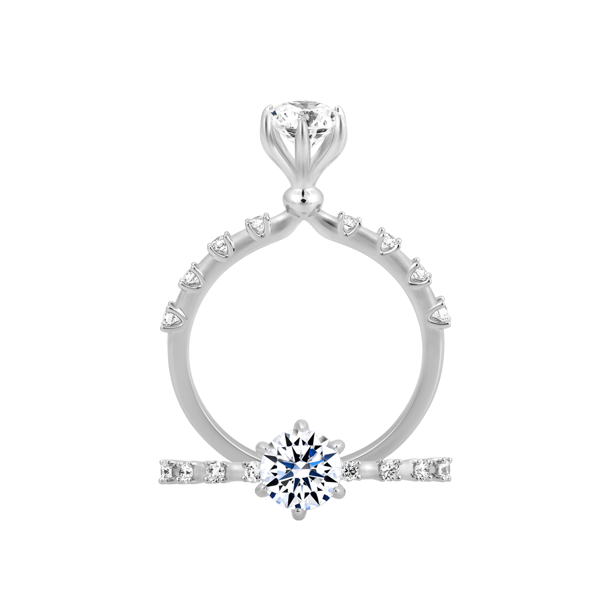 Nhẫn nữ kim cương tấm vàng 14K Mainland 5C