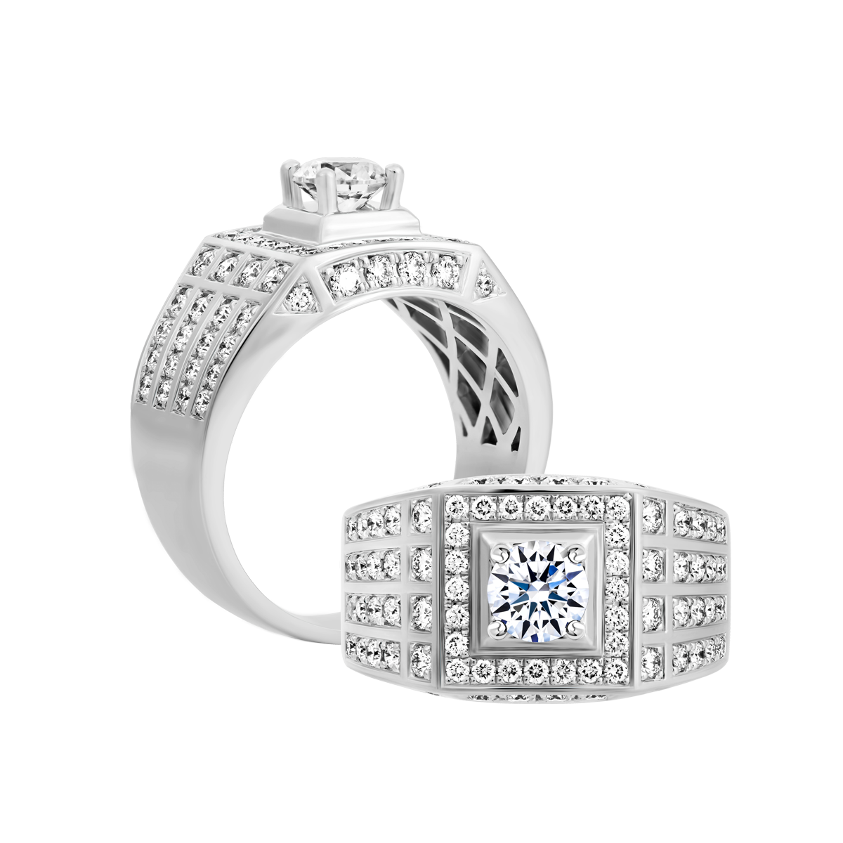 Nhẫn nam kim cương tấm vàng 14K Vigorous 5C W