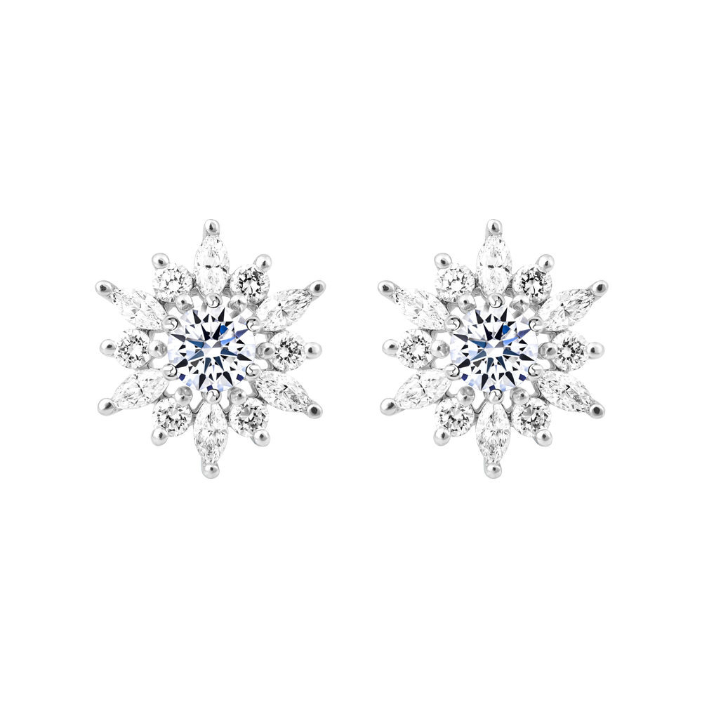 Hoa tai đính đá CZ vàng 18K Bloomy S