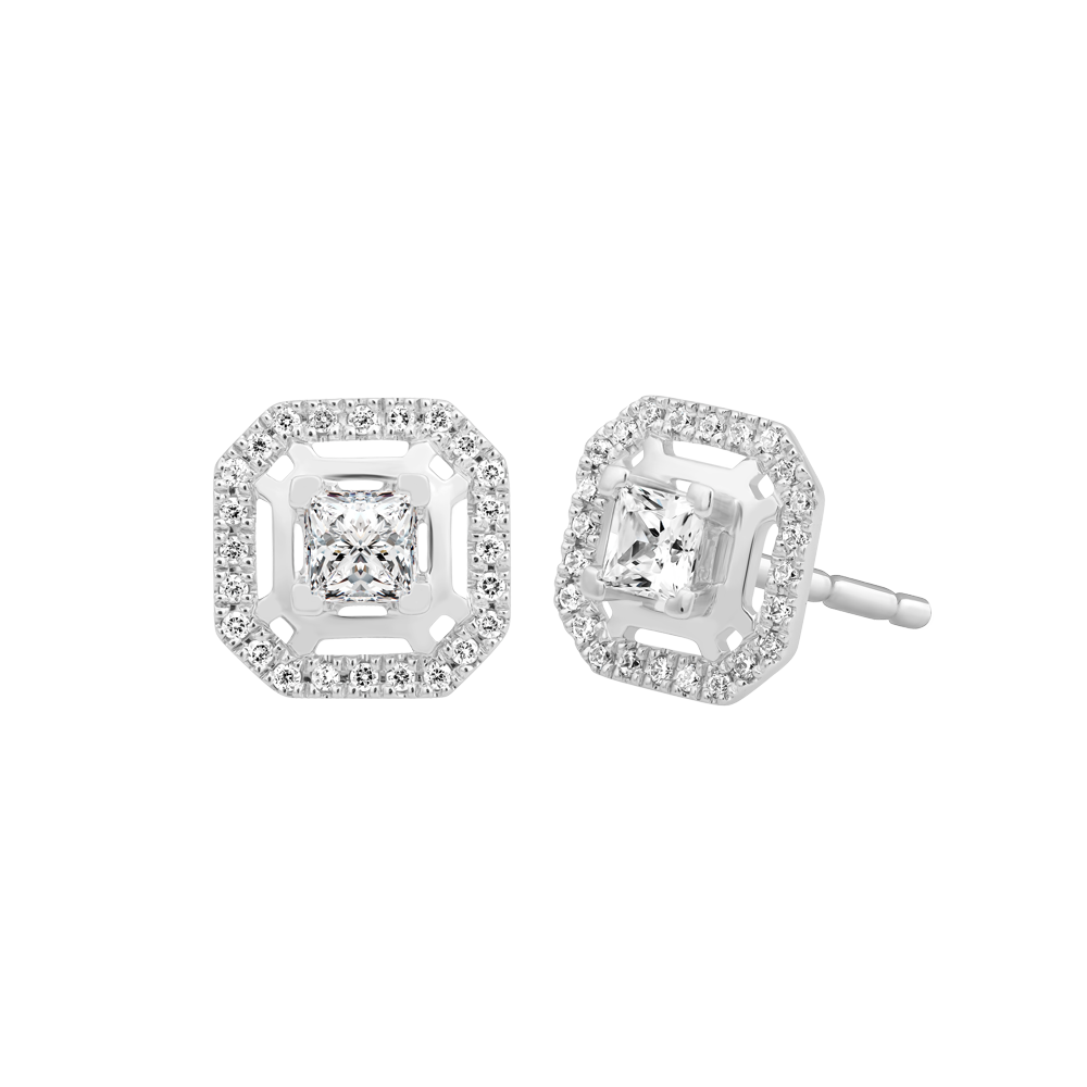 Hoa tai đính đá CZ vàng 18K Guardy