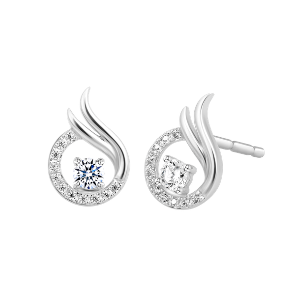 Hoa tai đính đá CZ vàng 18K Foxy