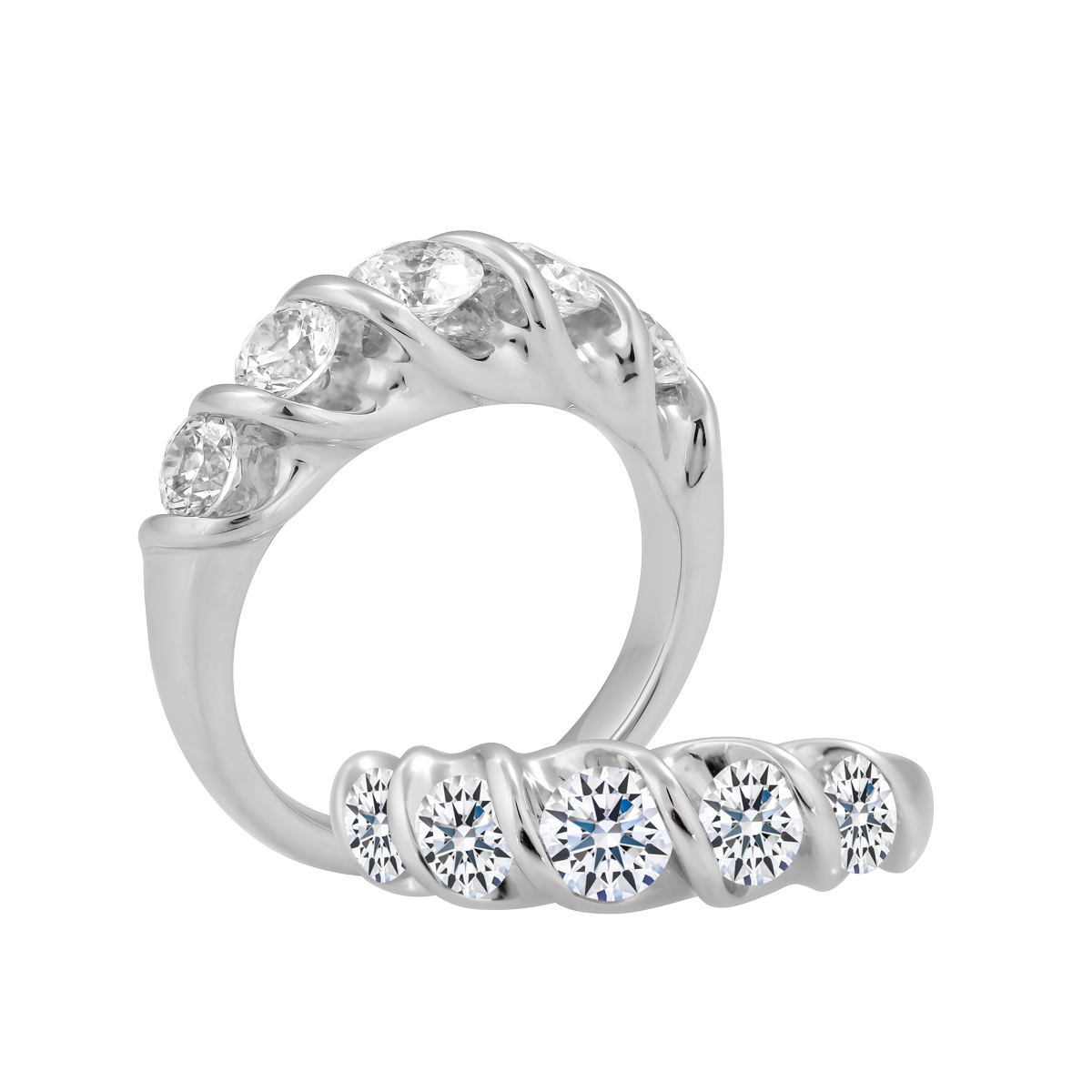 Nhẫn nữ đính đá CZ vàng 14K Twist 5C