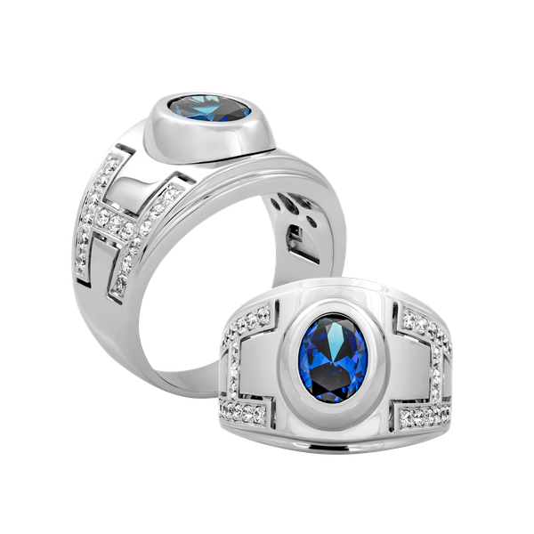 Nhẫn nam đính đá màu Sapphire vàng 14K Pride S.Sap W