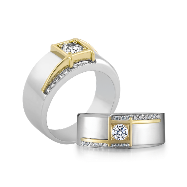 Nhẫn nam kim cương tấm vàng 14K Fedele 5C WY GVRG0194057