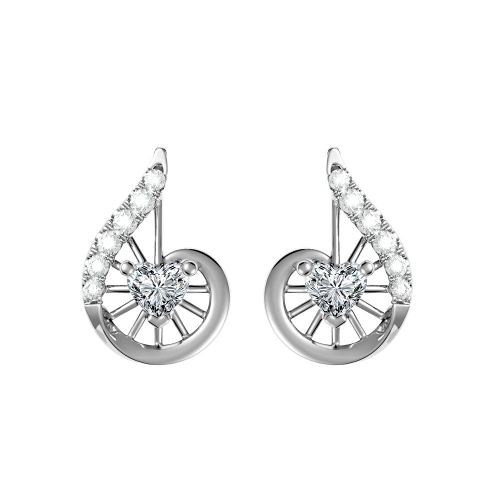 Hoa tai đính đá CZ vàng 10K Heartshell HR