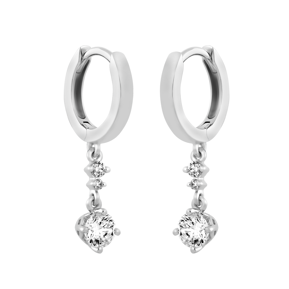 Hoa tai kim cương viên vàng 14K Danita GIA 3C