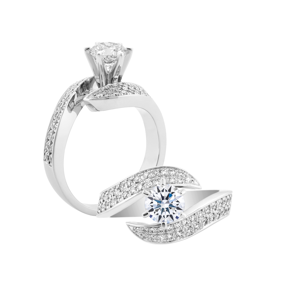 Ổ nhẫn nữ kim cương tấm vàng 14K Aumento N 3C