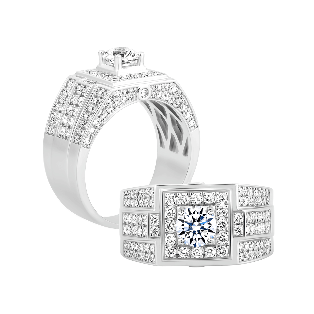 Nhẫn nam kim cương tấm vàng 14K Fergal 5C W