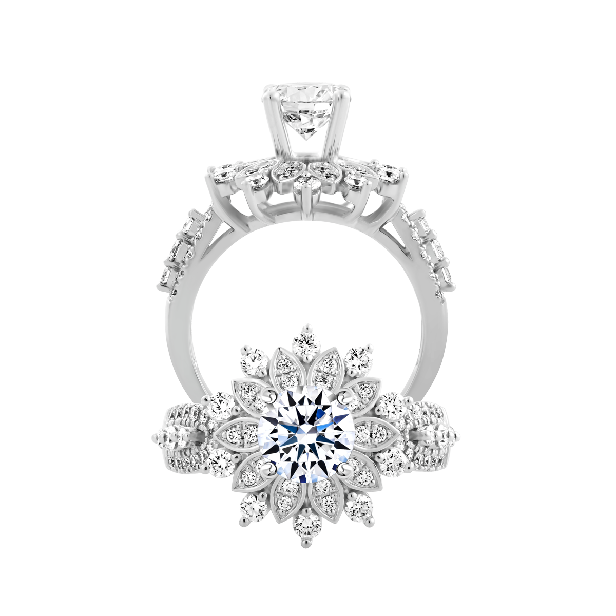 Nhẫn nữ kim cương 8 Hearts & Arrows vàng 14K Radiance H&A 2C GVRG0254048