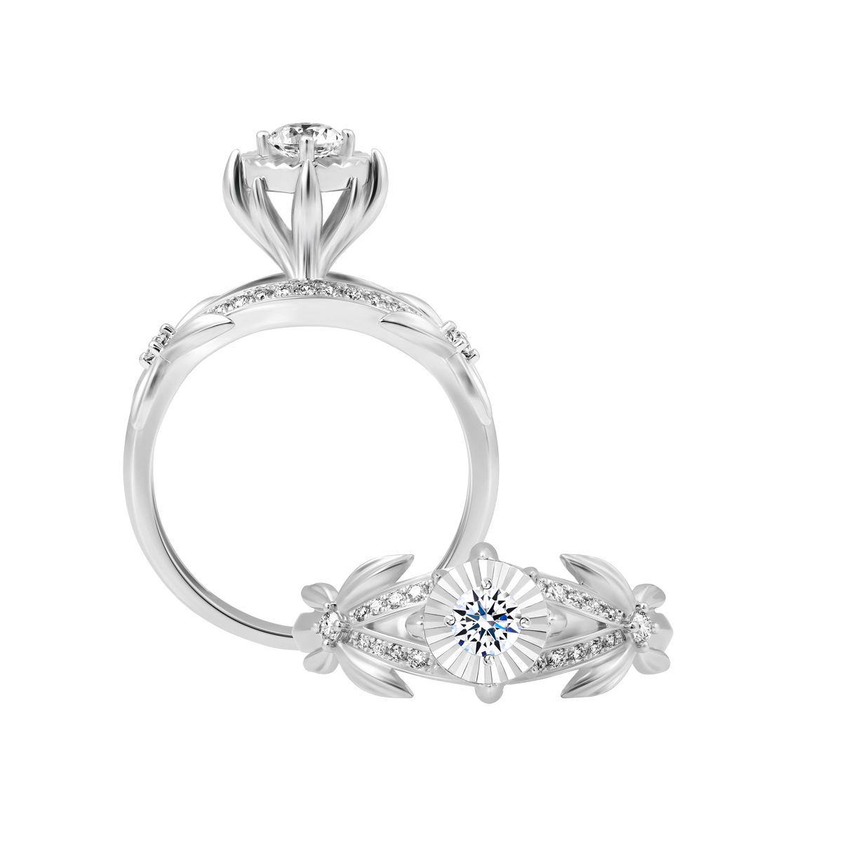 Nhẫn nữ kim cương 8 Hearts & Arrows vàng 14K Cinta V2 H&A 2C