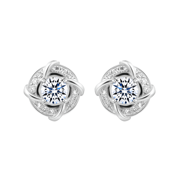 Hoa tai kim cương viên vàng 14K Hasmin V2 GIA 2C