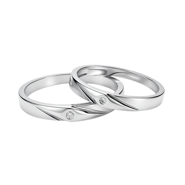 Nhẫn cưới nam kim cương viên vàng 14K Attachful M