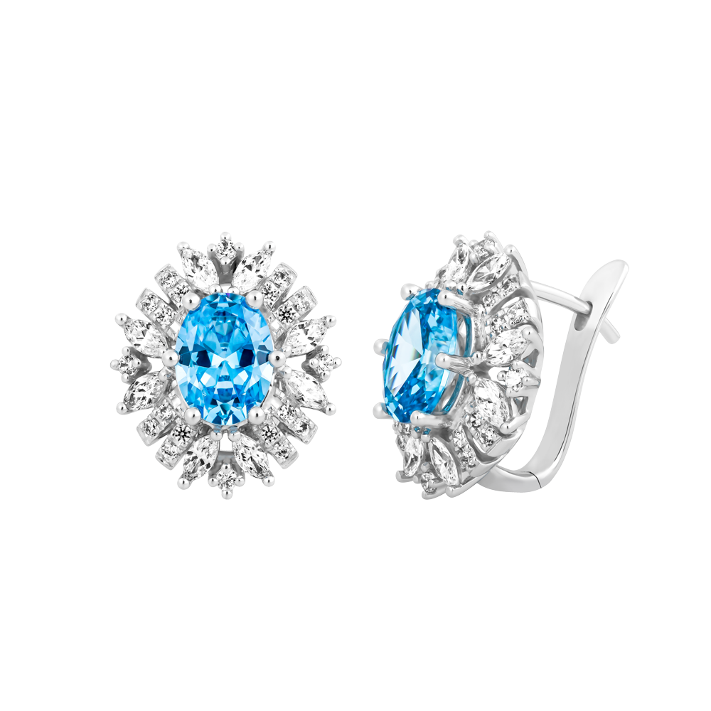 Hoa tai đính đá màu Topaz vàng 14K Rabbin S.Top GVER0087286