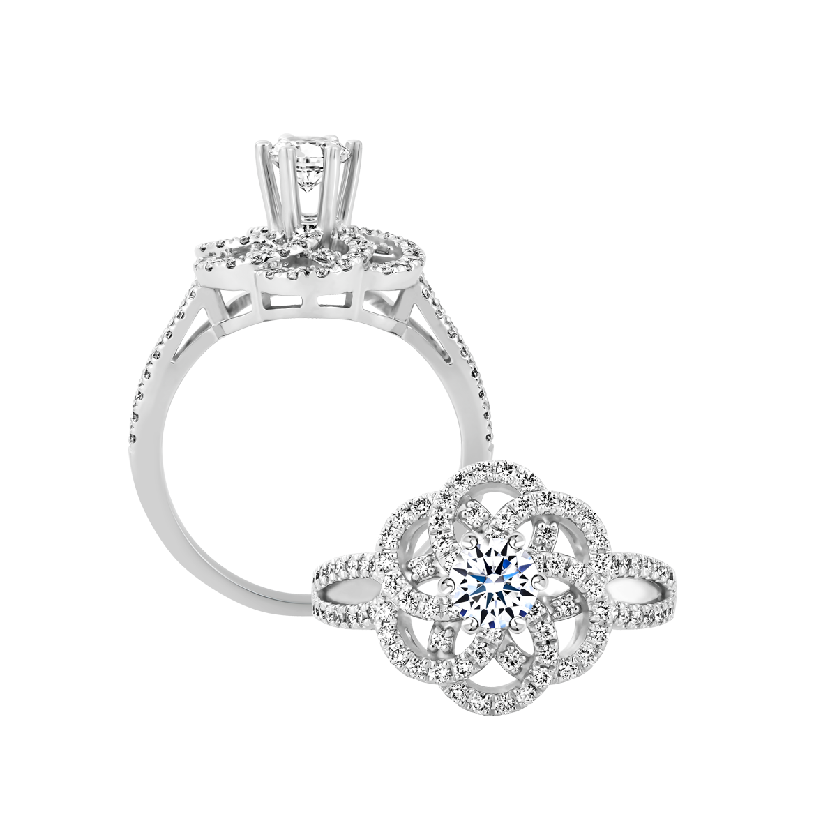 Ổ nhẫn nữ kim cương tấm vàng 14K Sincere 3C