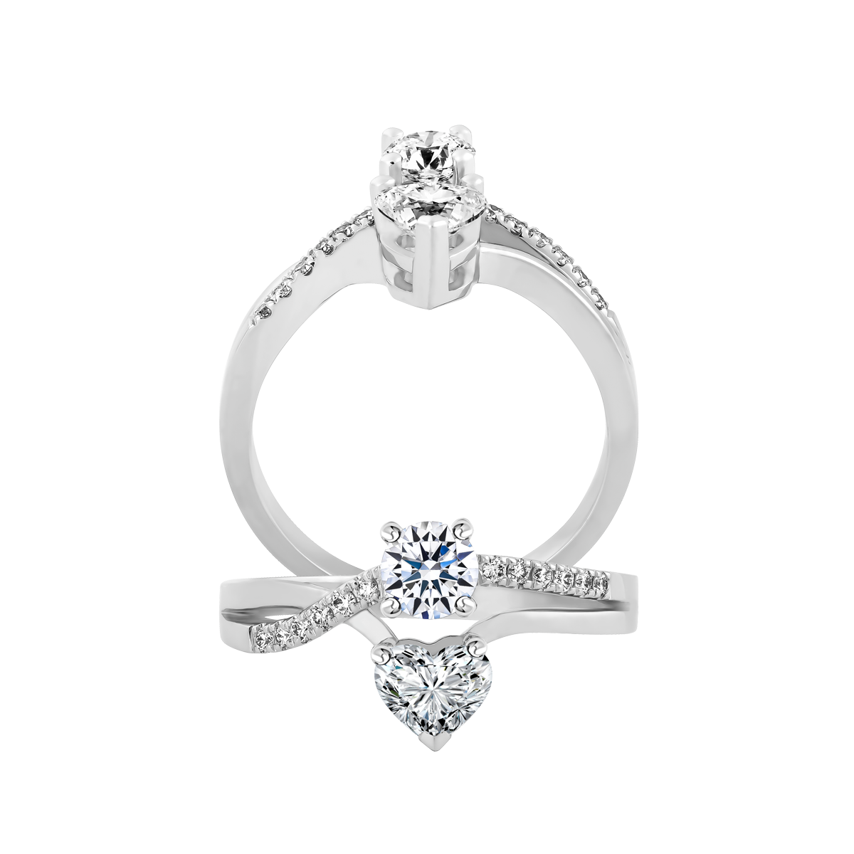 Nhẫn nữ kim cương viên vàng 14K Amorita H&R 2C