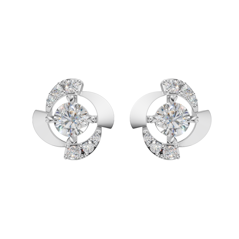 Hoa tai kim cương viên vàng 14K Zining GIA 2C