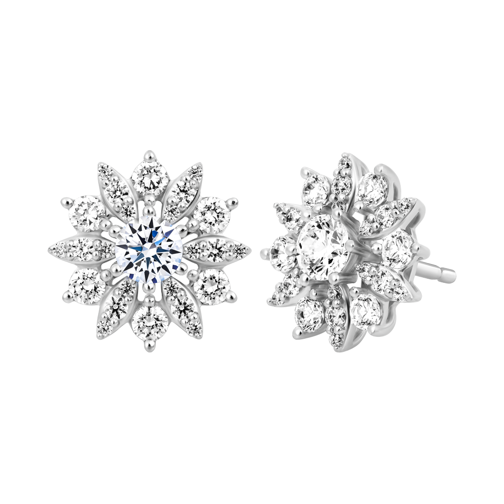 Hoa tai đính đá CZ vàng 10K Flority 5C