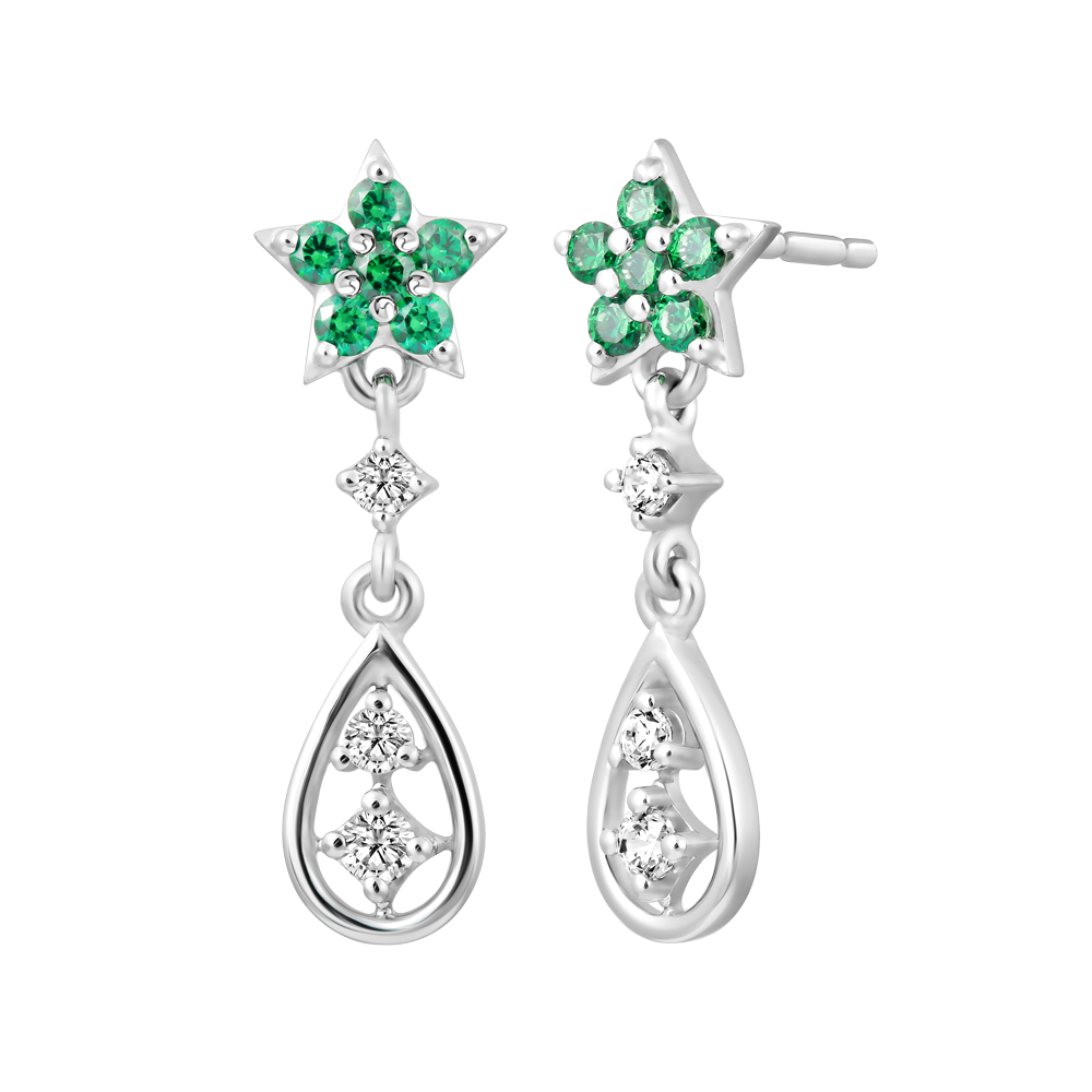 Hoa tai đính đá CZ vàng 14K Sheeny GRE