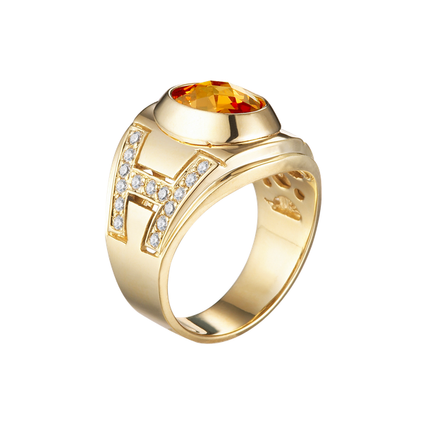 Nhẫn nam đính đá màu Champagne vàng 14K Pride S.Cha Y