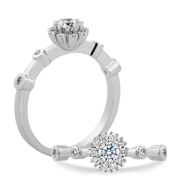 Nhẫn nữ kim cương 8 Hearts & Arrows vàng 14K Peony N H&A 2C
