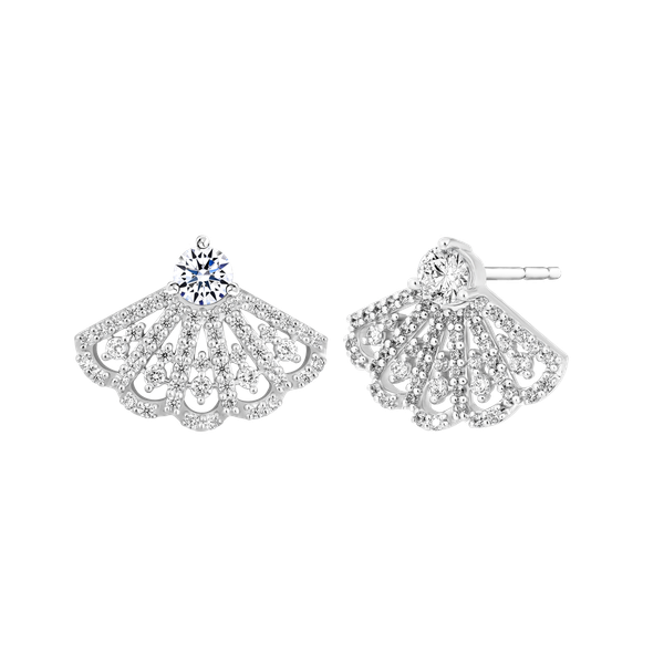 Hoa tai đính đá CZ vàng 14K Peacock 2C