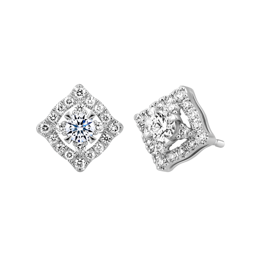 Hoa tai kim cương 8 Hearts & Arrows vàng 14K Primrose N H&A 2C