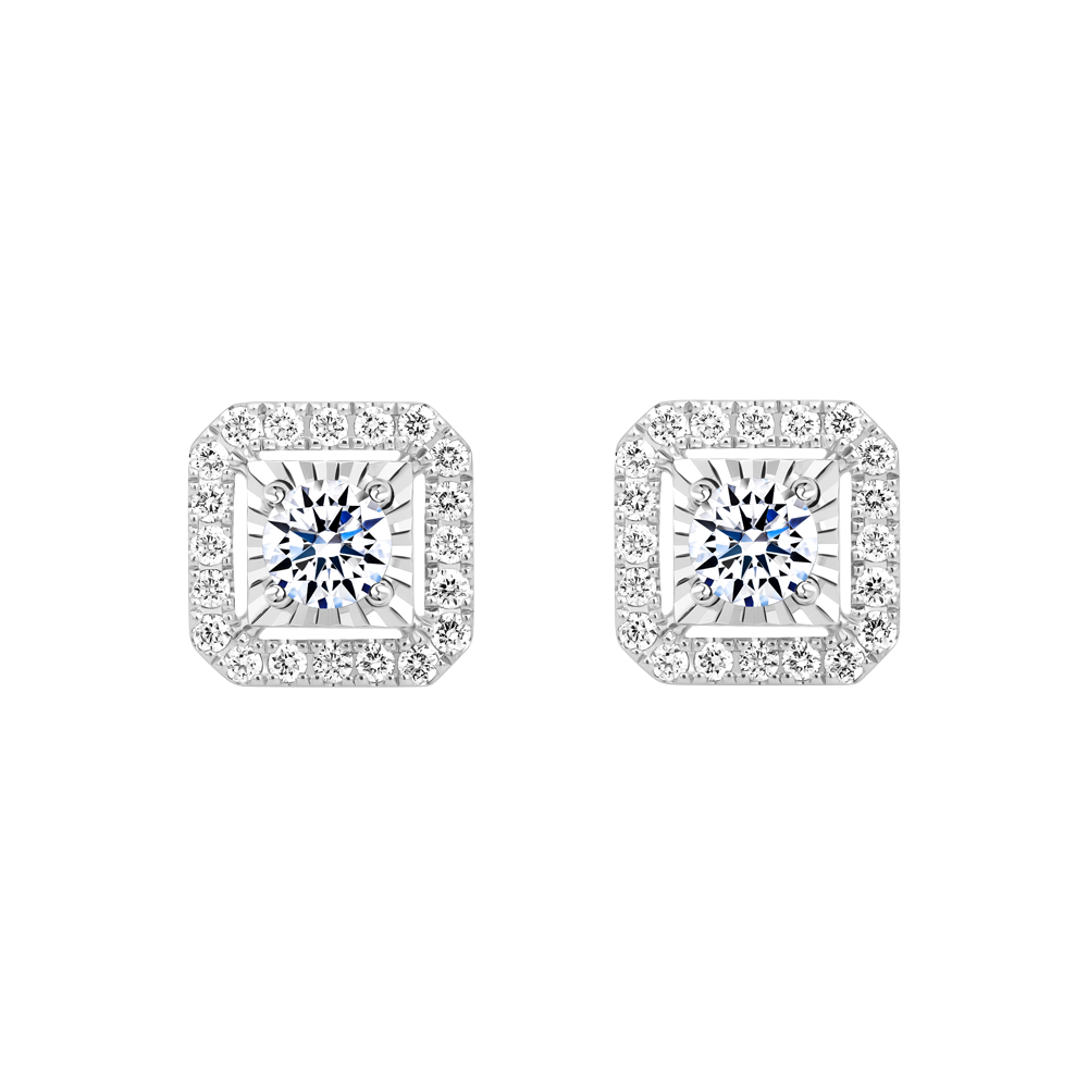 Hoa tai kim cương 8 Hearts & Arrows vàng 14K Cadris H&A 2C