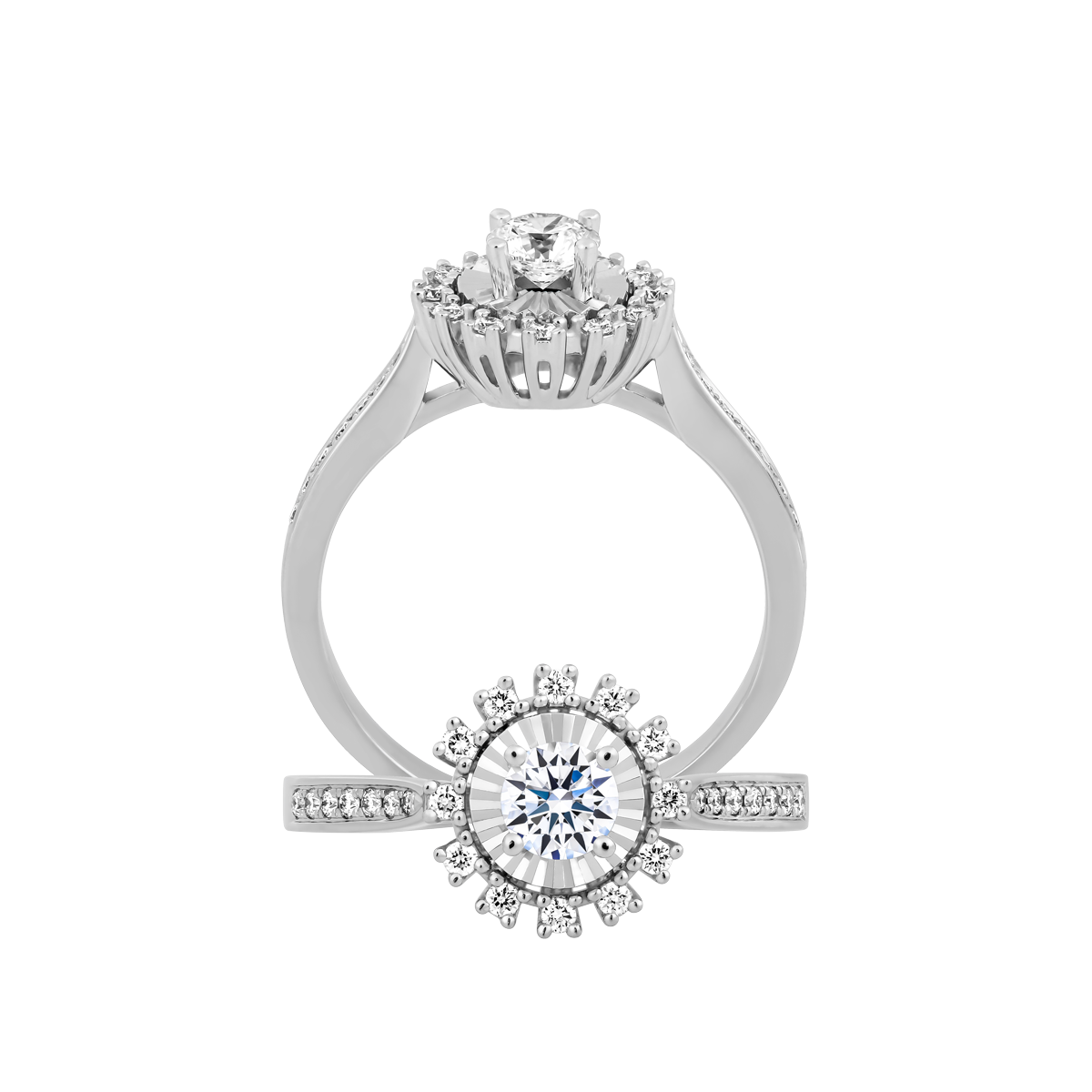 Nhẫn nữ kim cương 8 Hearts & Arrows vàng 14K Delicate H&A 2C