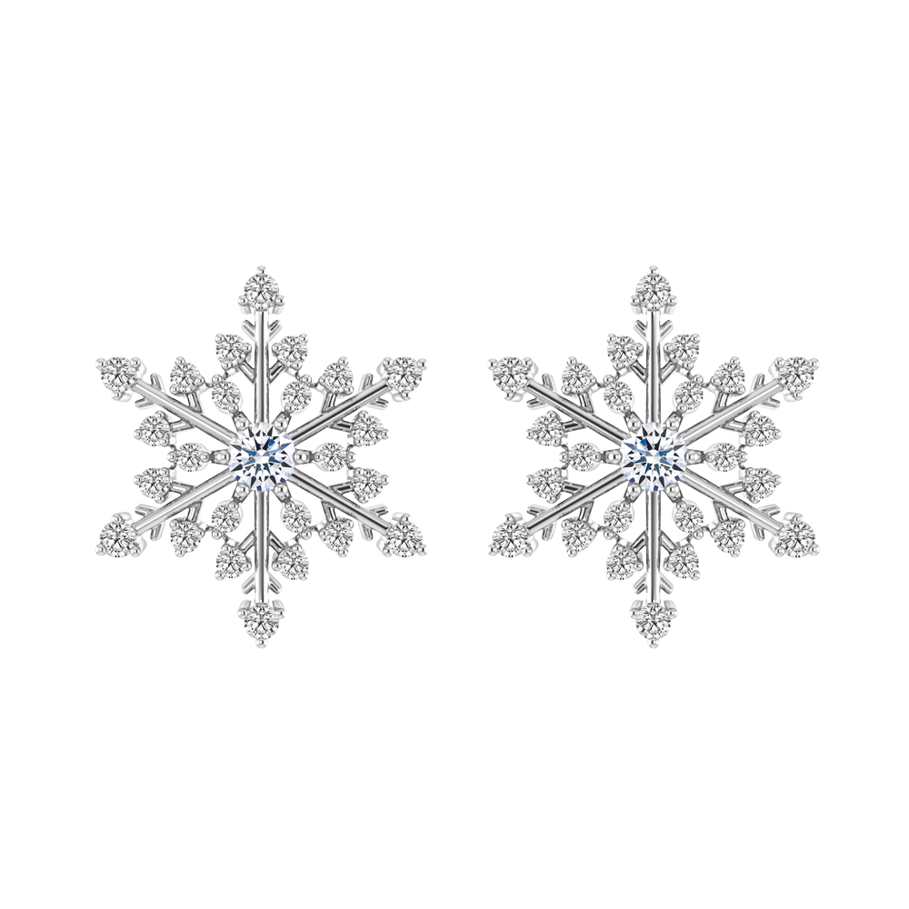 Hoa tai đính đá CZ vàng 14K Shining of Snows 5p