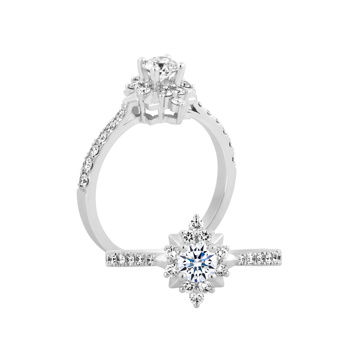 Nhẫn nữ kim cương 8 Hearts & Arrows vàng 14K Misaki H&A 2C GVRG0257161