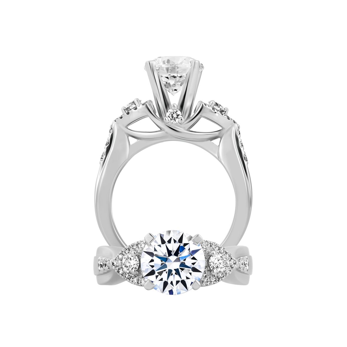 Ổ nhẫn nữ kim cương tấm vàng 14K Chunnel N 1CT