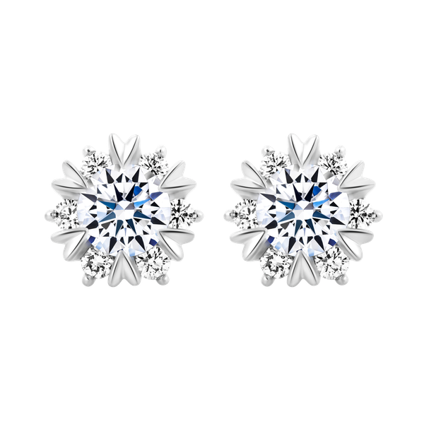 Hoa tai kim cương viên vàng 14K Jamina GIA 3C GVER0111708