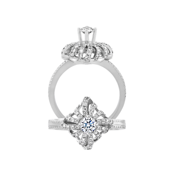 Nhẫn nữ kim cương 8 Hearts & Arrows vàng 14K Jewel N H&A 2C