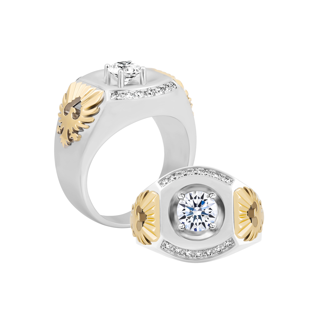 Nhẫn nam kim cương tấm vàng 14K Ferris V2 1.5CT WY