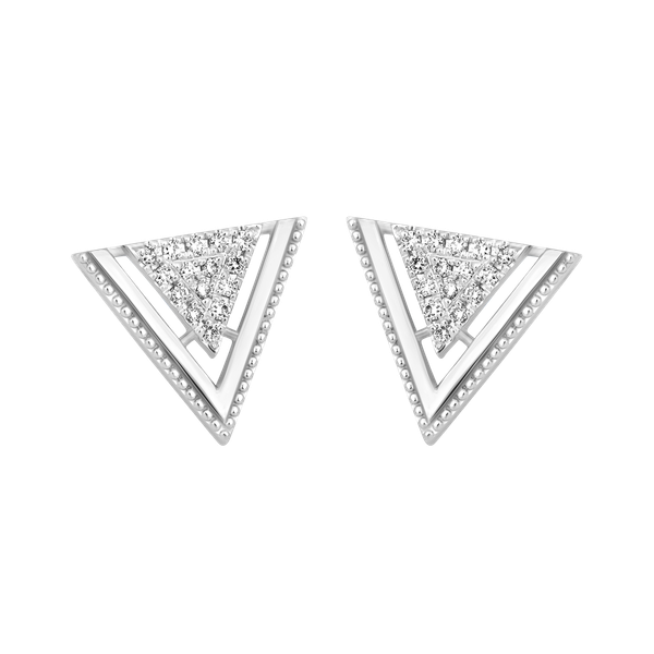 Hoa tai kim cương viên vàng 14K Petity