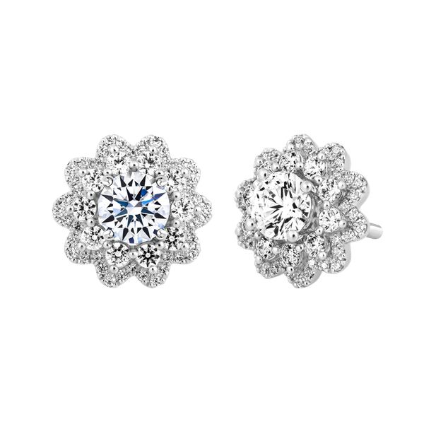 Hoa tai đính đá CZ vàng 14K Showing 1CT