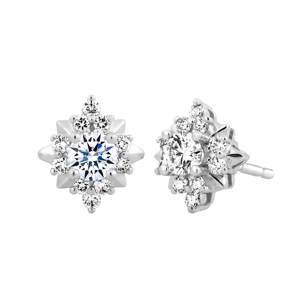 Hoa tai kim cương 8 Hearts & Arrows vàng 14K Misaki H&A 2C GVER0110393