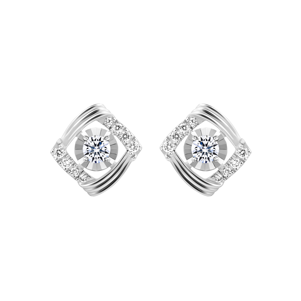 Hoa tai nữ kim cương vàng 14K Delicato V2 10p
