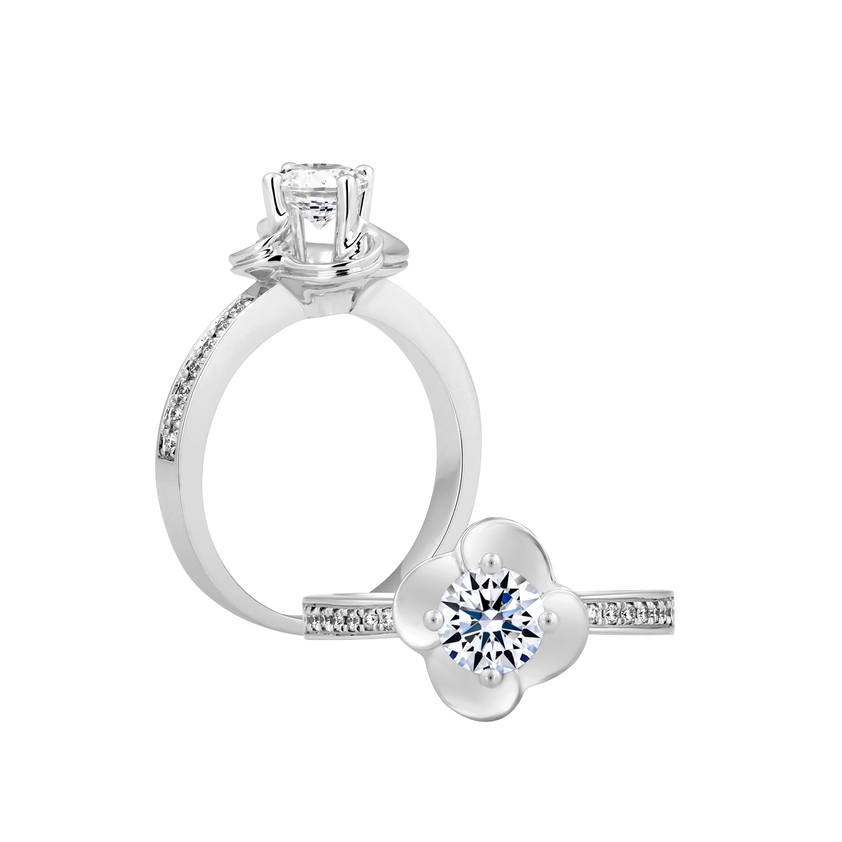 Nhẫn nữ kim cương 8 Hearts & Arrows vàng 14K Vince H&A 2C