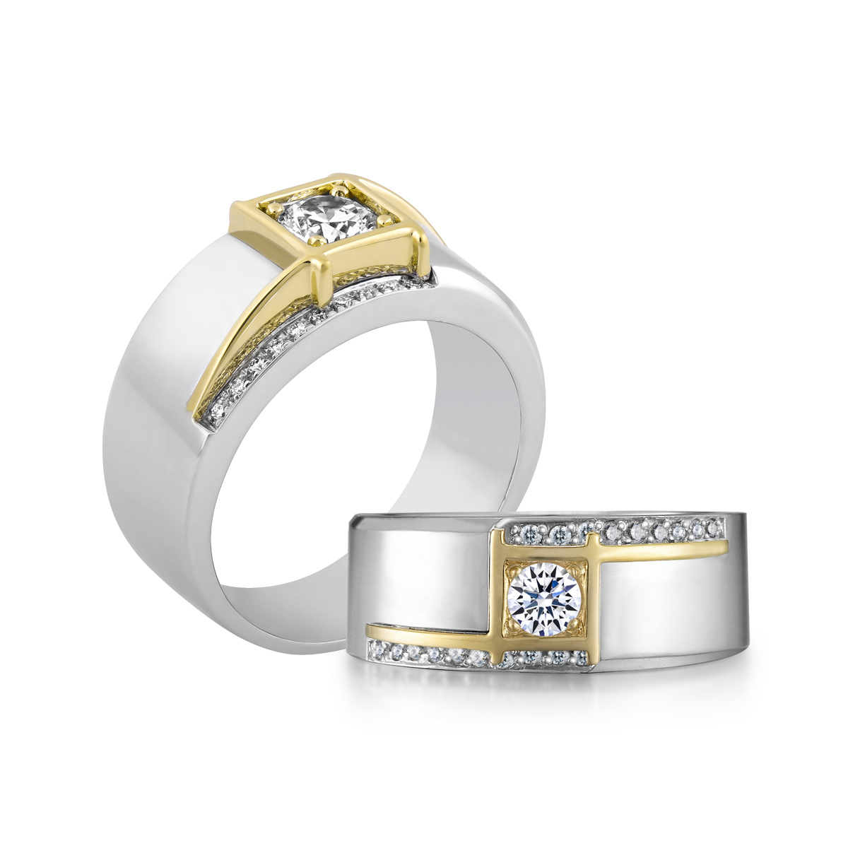 Nhẫn nam kim cương tấm vàng 14K Fedele 3C WY