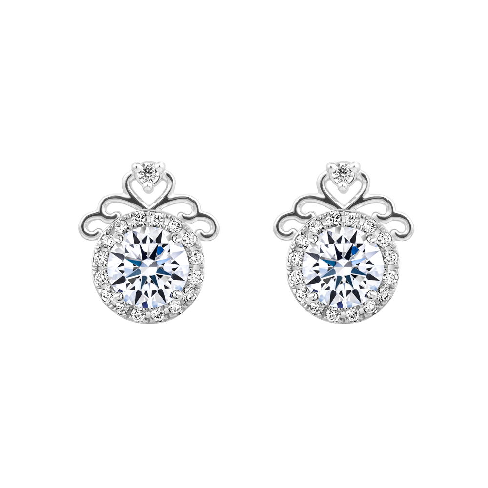 Hoa tai đính đá CZ vàng 14K Princess 3C