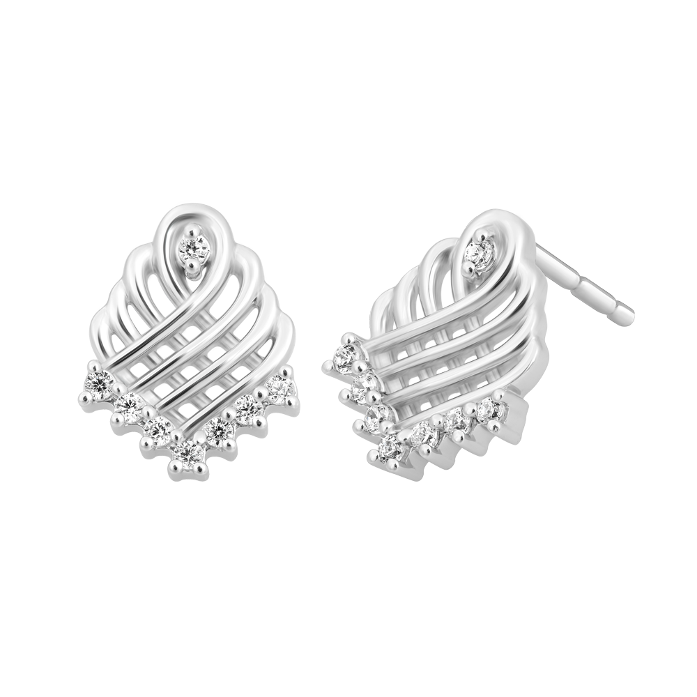 Hoa tai đính đá CZ vàng 14K Scarfy