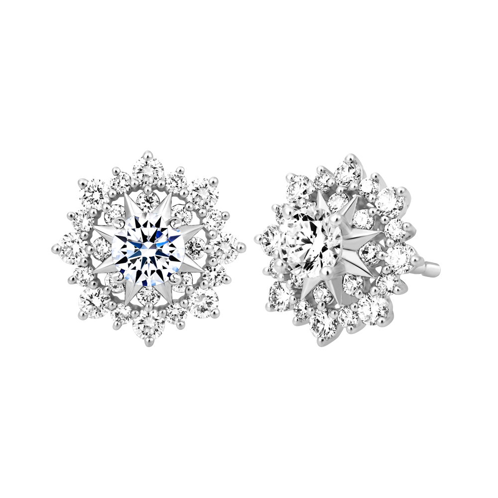 Hoa tai kim cương tấm vàng 14K Belani 3C