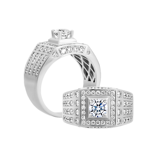 Nhẫn nam kim cương tấm vàng 14K Vigorous 5C W