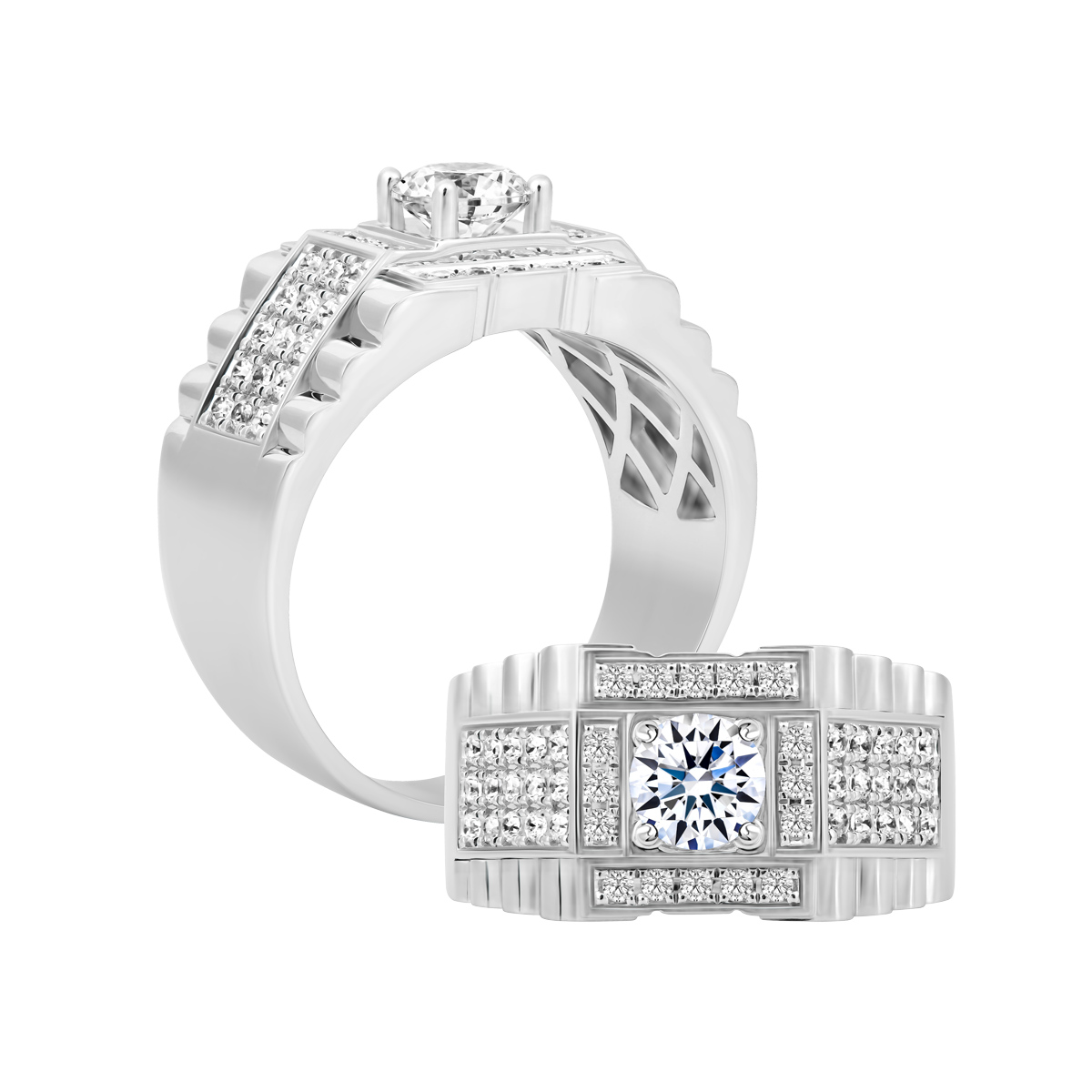 Nhẫn nam đính đá CZ vàng 14K Intensity 1CT W