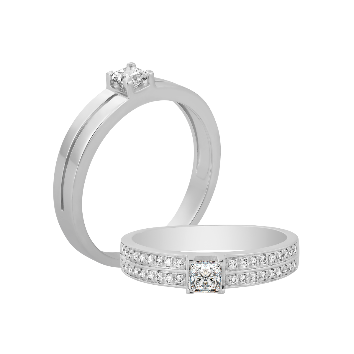 Nhẫn cưới nữ kim cương viên vàng 14K Kenia PR1C F