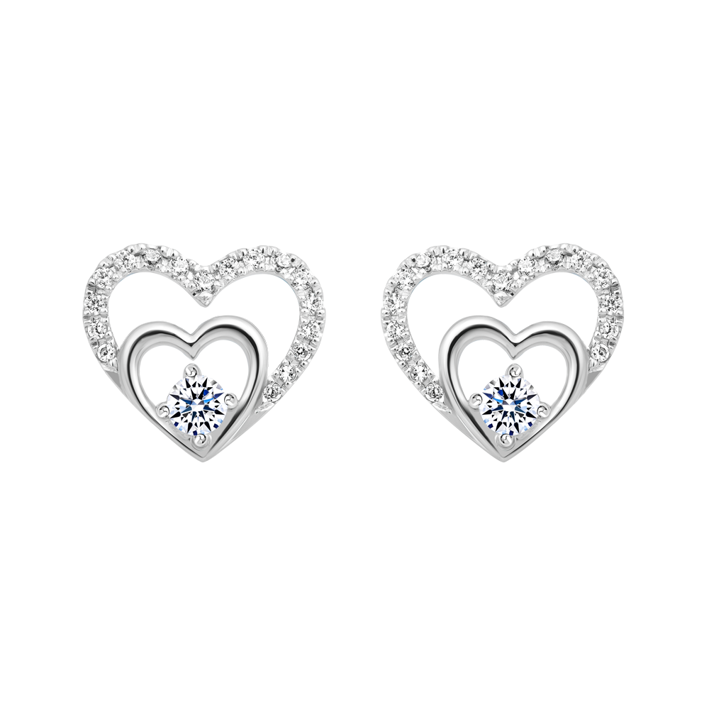 Hoa tai đính đá CZ vàng 18K Heartenly 5p