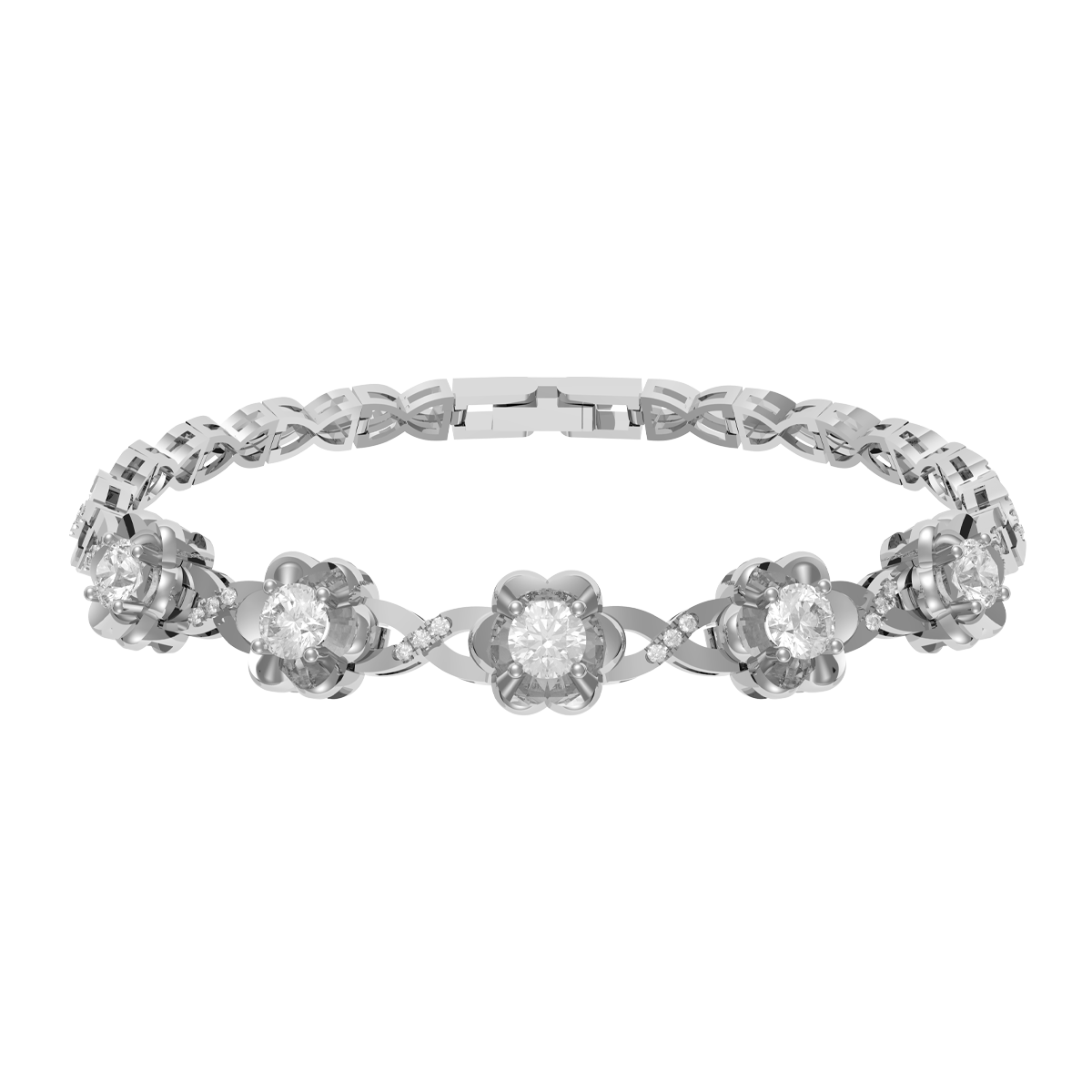 Lắc đính đá CZ vàng 14K Flowers 2C